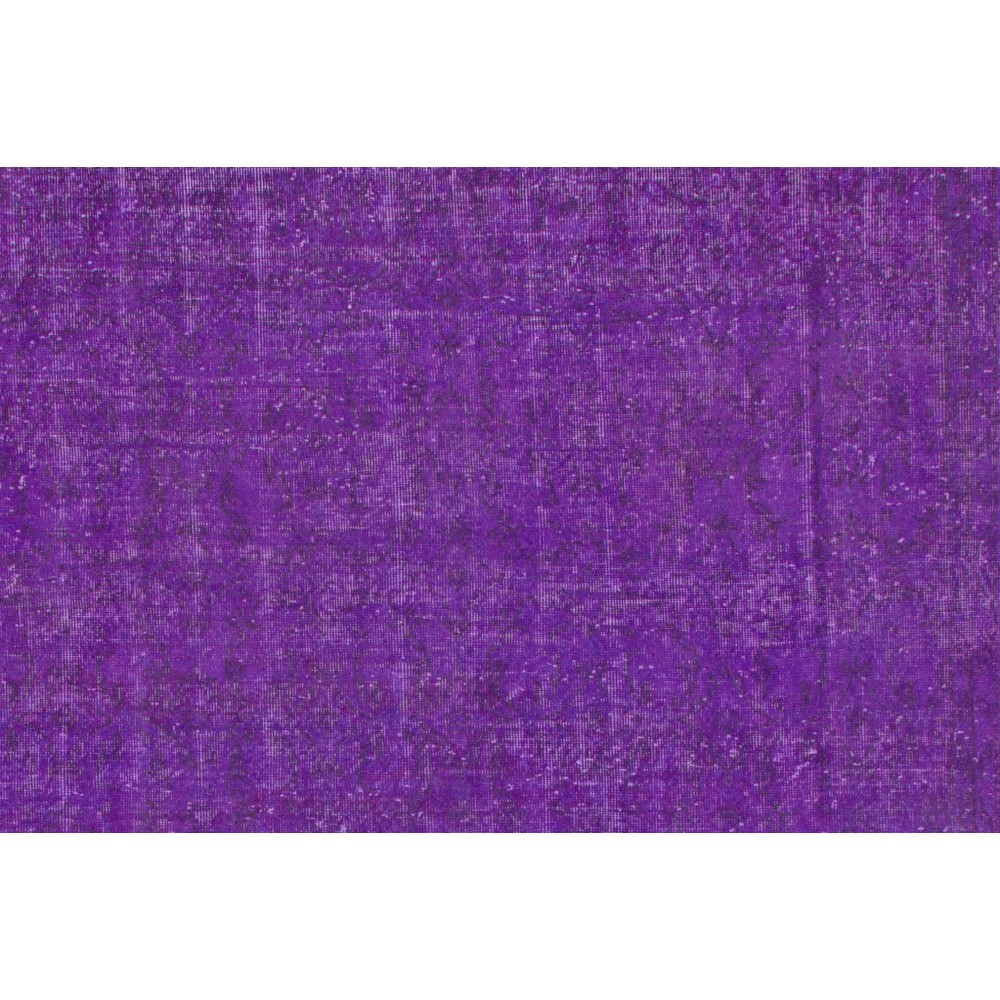 Purple Color Overdyed Vintage Handmade Rug, Worn Out, Distressed Look