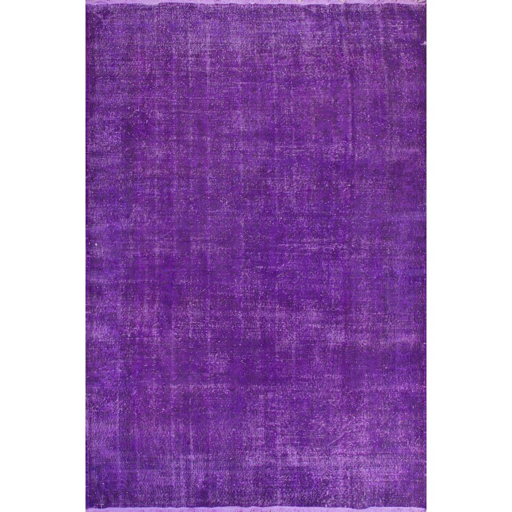 Purple Color Overdyed Vintage Handmade Rug, Worn Out, Distressed Look