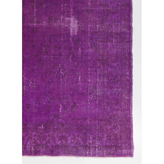 Purple Large Area Rug, Handmade in Turkiye, Modern Floral Carpet