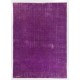 Distressed Vintage Handmade Turkish Rug Over-dyed in Purple Color. Woolen Floor Covering Distressed Vintage Handmade Turkish Rug Over-dyed in Purple Color. Woolen Floor Covering