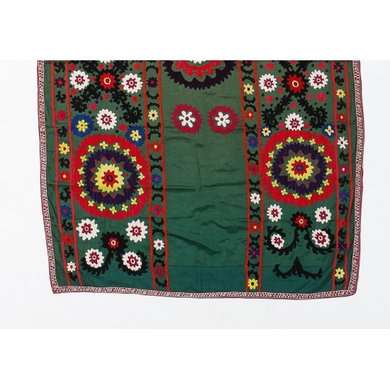 Central Asian Suzani Textile. Embroidered Cotton & Silk Bed Cover, Wall Hanging Central Asian Suzani Textile. Embroidered Cotton & Silk Bed Cover, Wall Hanging