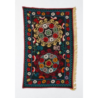 Silk Embroidery Wall Hanging. Boho Wall Decor. Needlework Tapestry. Uzbek Throw. Vintage Tablecloth