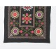 Traditional Silk Embroidery Wall Hanging in Black, Vintage Uzbek Bed Cover, Suzani Textile Table Cover, Handmade Throw