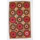 Floral Patterned Silk Embroidery Suzani Textile Wall Hanging, Vintage Uzbek Bed Cove