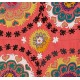 Floral Patterned Suzani Bed Cover, Hand Embroidered Cotton and Silk Wall Hanging, Red Tablecloth, Uzbek Wall Decor