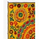 Handmade Silk and Cotton Suzani Wall Hanging, Vintage Uzbek Embroidery Bed Cover in Yellow