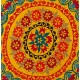 Handmade Silk and Cotton Suzani Wall Hanging, Vintage Uzbek Embroidery Bed Cover in Yellow