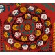 Asian Suzani Wall Hanging, Silk Embroidery Table Cover, Red Bedspread, Vintage Throw