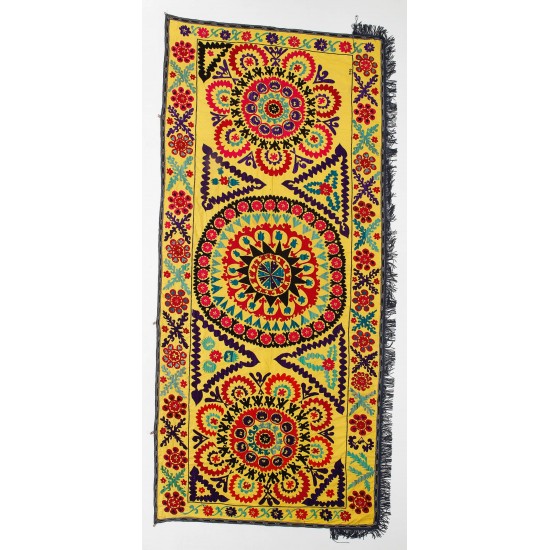 Central Asian Suzani Textile. Embroidered Cotton & Silk Bed Cover, Wall Hanging Central Asian Suzani Textile. Embroidered Cotton & Silk Bed Cover, Wall Hanging