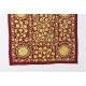 Beautiful Uzbek Wall Hanging in Burgundy Red & Yellow, Silk Embroidered Bed Cover, Boho Wall Decor