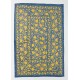 Embroidered Silk Bed Cover, Suzani Fabric Wall Hanging in Blue & Yellow