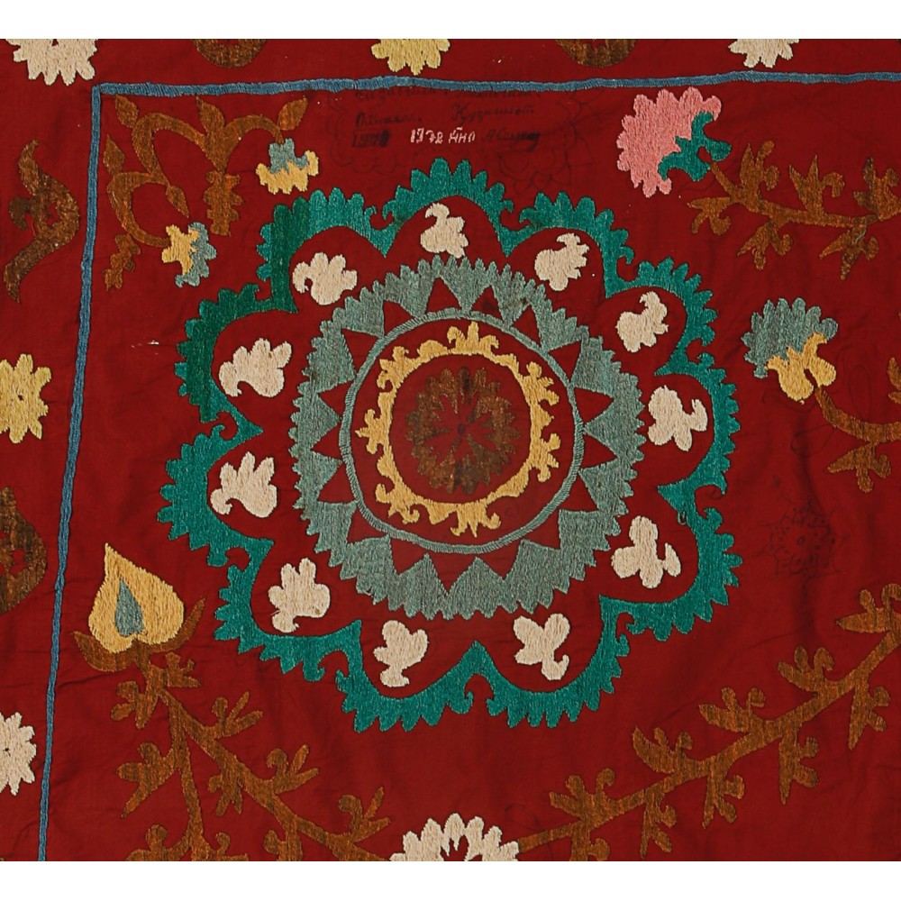 Silk Hand Embroidered Bed Cover, Decorative Suzani Wall Hanging, Uzbek Tapestry