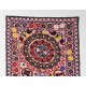 Central Asian Suzani Textile. Embroidered Cotton & Silk Bed Cover, Wall Hanging Central Asian Suzani Textile. Embroidered Cotton & Silk Bed Cover, Wall Hanging