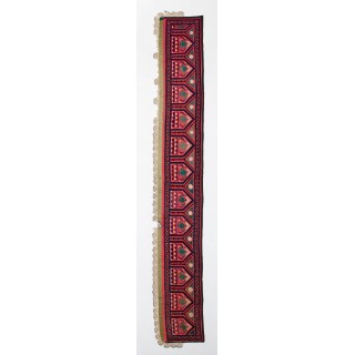 Vintage Table Runner in Red. Uzbek Embroidered Silk & Cotton Wall Hanging or Bedspread