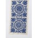 Uzbek Silk Hand Embroidery Wall Hanging. Suzani Fabric Table Runner in Cream & Blue