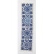 Uzbek Silk Hand Embroidery Wall Hanging. Suzani Fabric Table Runner in Cream & Blue