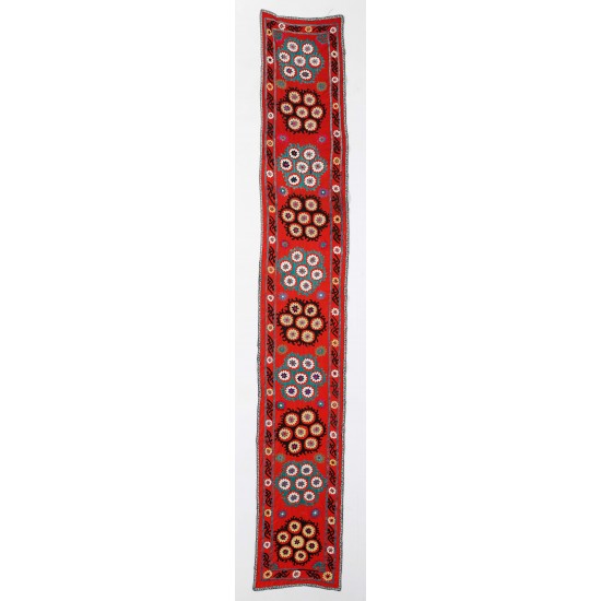 Central Asian Suzani Textile. Embroidered Cotton & Silk Wall Hanging Central Asian Suzani Textile. Embroidered Cotton & Silk Wall Hanging