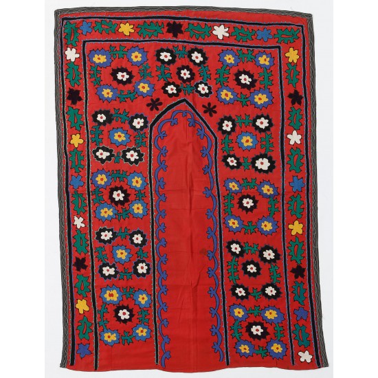 Central Asian Suzani Textile. Embroidered Cotton & Silk Bed Cover, Wall Hanging Central Asian Suzani Textile. Embroidered Cotton & Silk Bed Cover, Wall Hanging