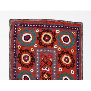 Vintage Suzani Textile Wall Hanging. Embroidered Cotton & Silk Bed Cover Vintage Suzani Textile Wall Hanging. Embroidered Cotton & Silk Bed Cover