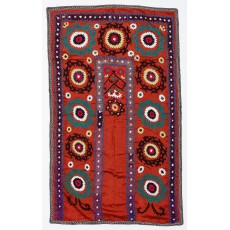 Vintage Suzani Textile Wall Hanging. Embroidered Cotton & Silk Bed Cover