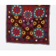 Silk Hand Embroidered Vintage Uzbek Suzani Wall Hanging in Maroon Red, Needlework Tablecloth, Decorative Throw