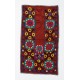 Silk Hand Embroidered Vintage Uzbek Suzani Wall Hanging in Maroon Red, Needlework Tablecloth, Decorative Throw