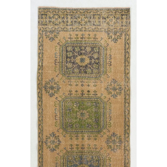 Authentic Vintage Turkish Oushak Runner. HandKnotted Rug for Hallway