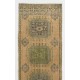 Authentic Vintage Turkish Oushak Runner. HandKnotted Rug for Hallway