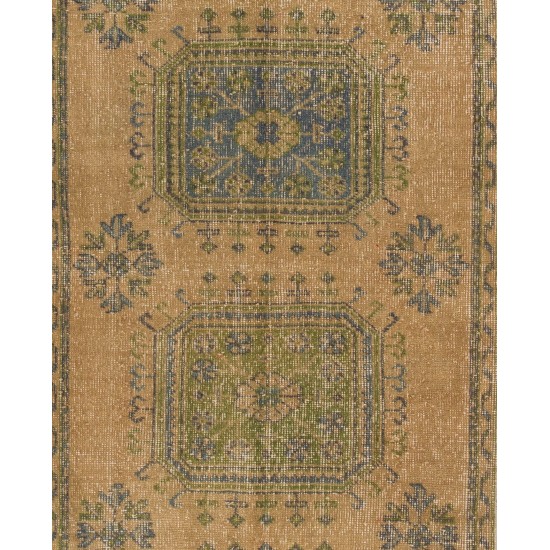 Authentic Vintage Turkish Oushak Runner. HandKnotted Rug for Hallway