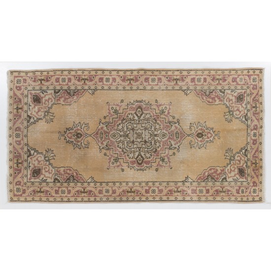 Vintage Anatolian Oushak Rug with Medallion Design in Soft Colors