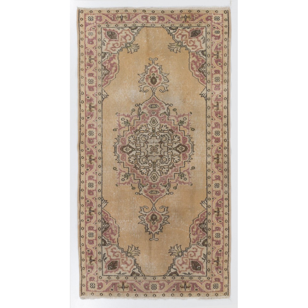Vintage Anatolian Oushak Rug with Medallion Design in Soft Colors