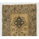 Handmade Vintage Triple Medallion Anatolian Woolen Small Rug in Beige