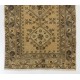 Handmade Vintage Triple Medallion Anatolian Woolen Small Rug in Beige