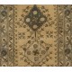 Handmade Vintage Triple Medallion Anatolian Woolen Small Rug in Beige