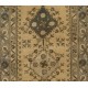 Handmade Vintage Triple Medallion Anatolian Woolen Small Rug in Beige