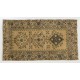 Handmade Vintage Triple Medallion Anatolian Woolen Small Rug in Beige