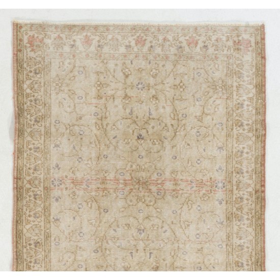 Floral Patterned Vintage Oushak Rug