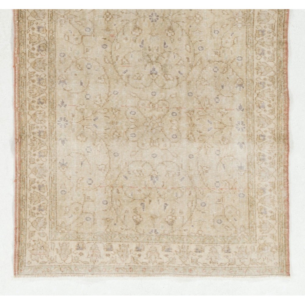 Vintage Handmade Turkish Wool Rug with Floral Design