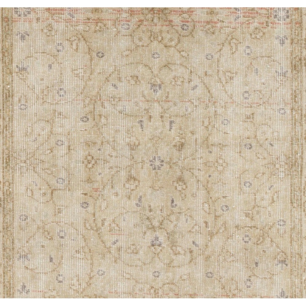 Vintage Handmade Turkish Wool Rug with Floral Design