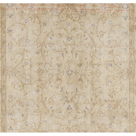 Floral Patterned Vintage Oushak Rug Floral Patterned Vintage Oushak Rug