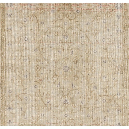 Floral Patterned Vintage Oushak Rug