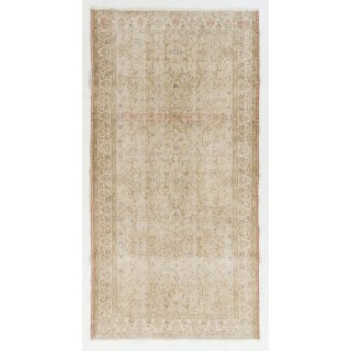 Vintage Handmade Turkish Wool Rug with Floral Design