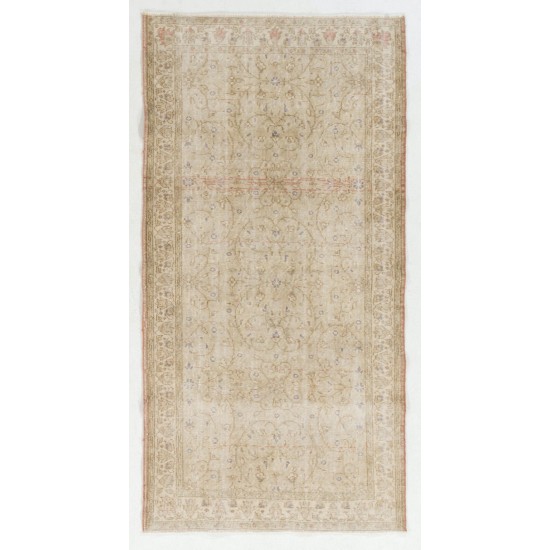 Floral Patterned Vintage Oushak Rug