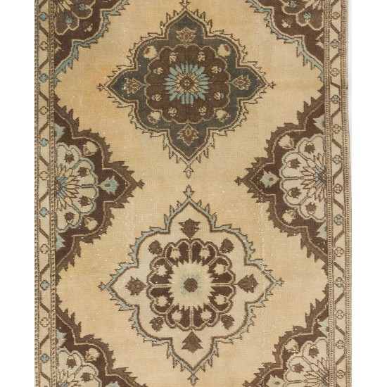 Vintage Turkish Oushak Runner. Traditional Hand-knotted Wool Rug