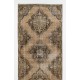 Vintage Oushak Organic Wool Runner Rug for Hallway, Hand-Knotted in Central Anatolia
