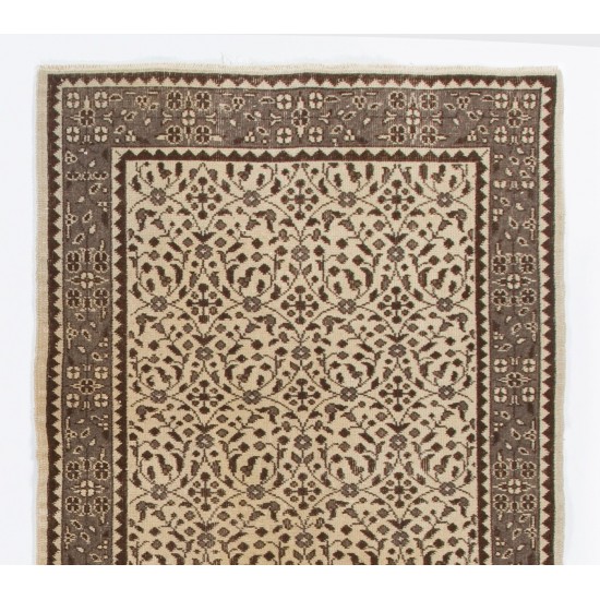 Hand-Knotted Vintage Floral Oushak Rug. Ideal for Office and Home Decor.