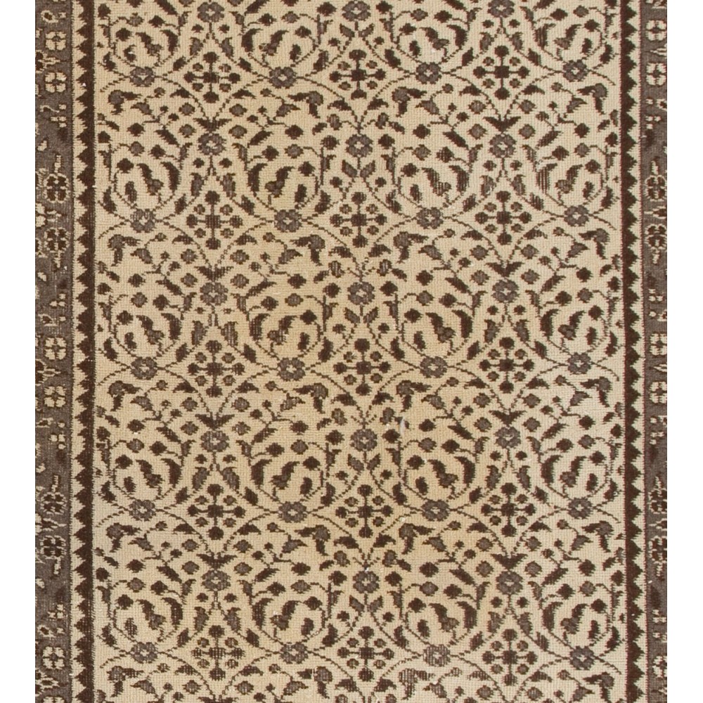 Hand-Knotted Vintage Floral Oushak Rug. Ideal for Office and Home Decor.