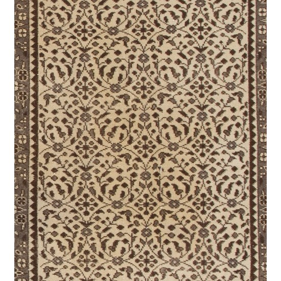 Hand-Knotted Vintage Floral Oushak Rug. Ideal for Office and Home Decor.