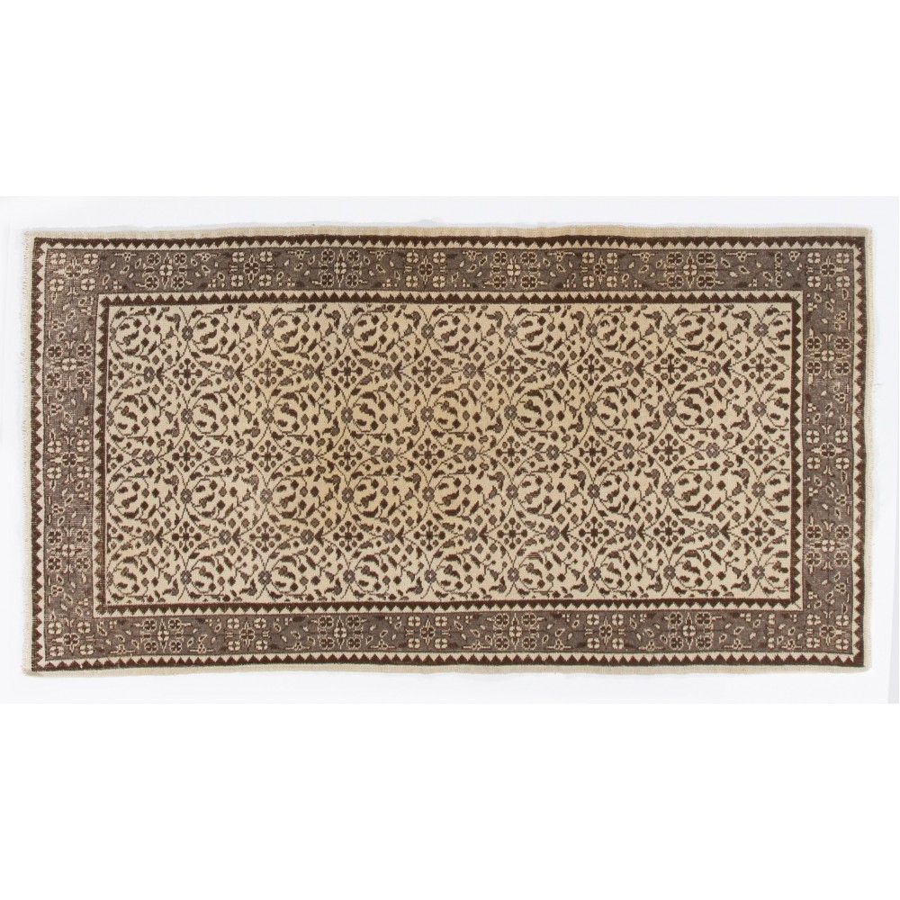 Hand-Knotted Vintage Floral Oushak Rug. Ideal for Office and Home Decor.