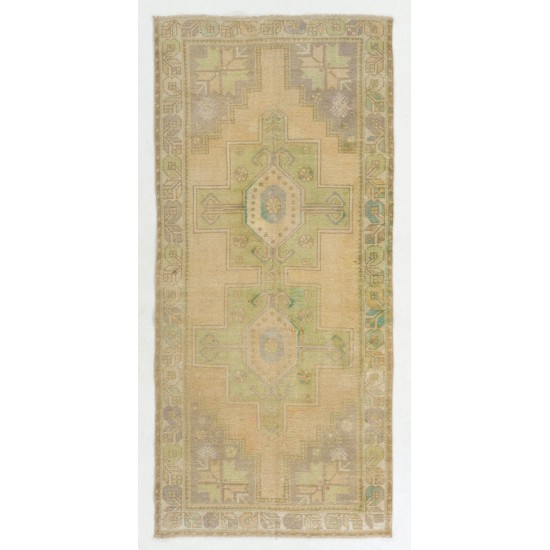 Hand-Knotted Vintage Geometric Medallion Oushak Rug in Soft Colors Hand-Knotted Vintage Geometric Medallion Oushak Rug in Soft Colors